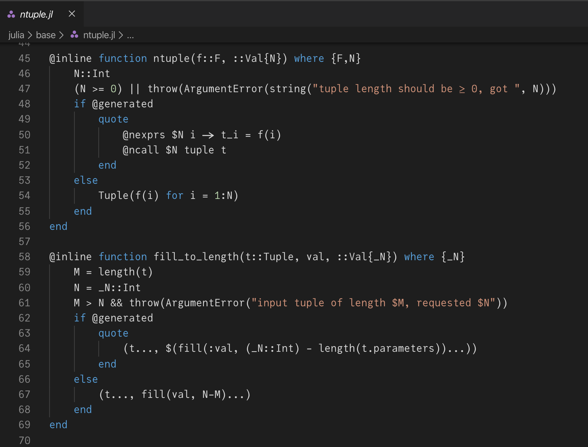 screenshot of VS code editor